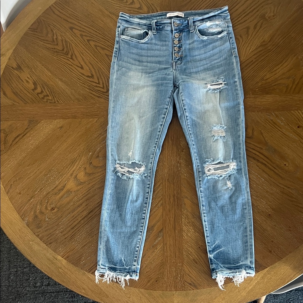 Flying Monkey Light Blue Distressed Skinny Jeans